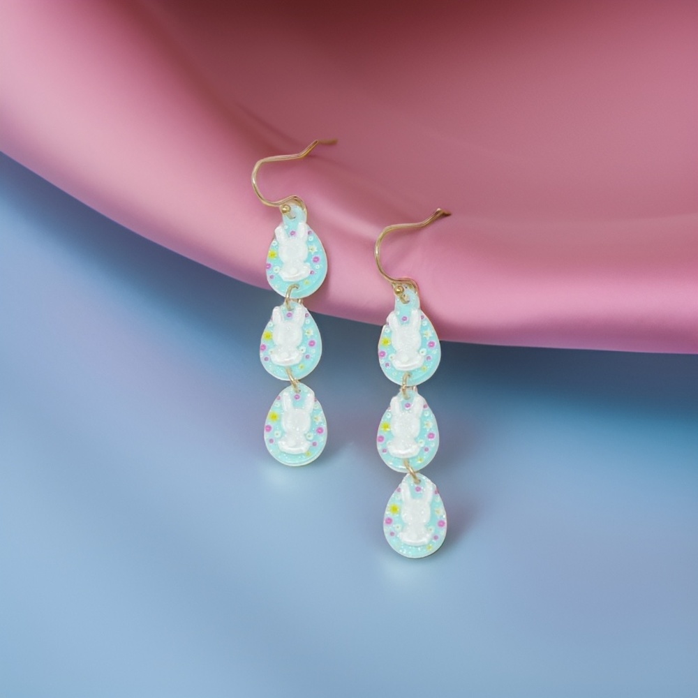 Easter Bunny Resin Earrings Blue